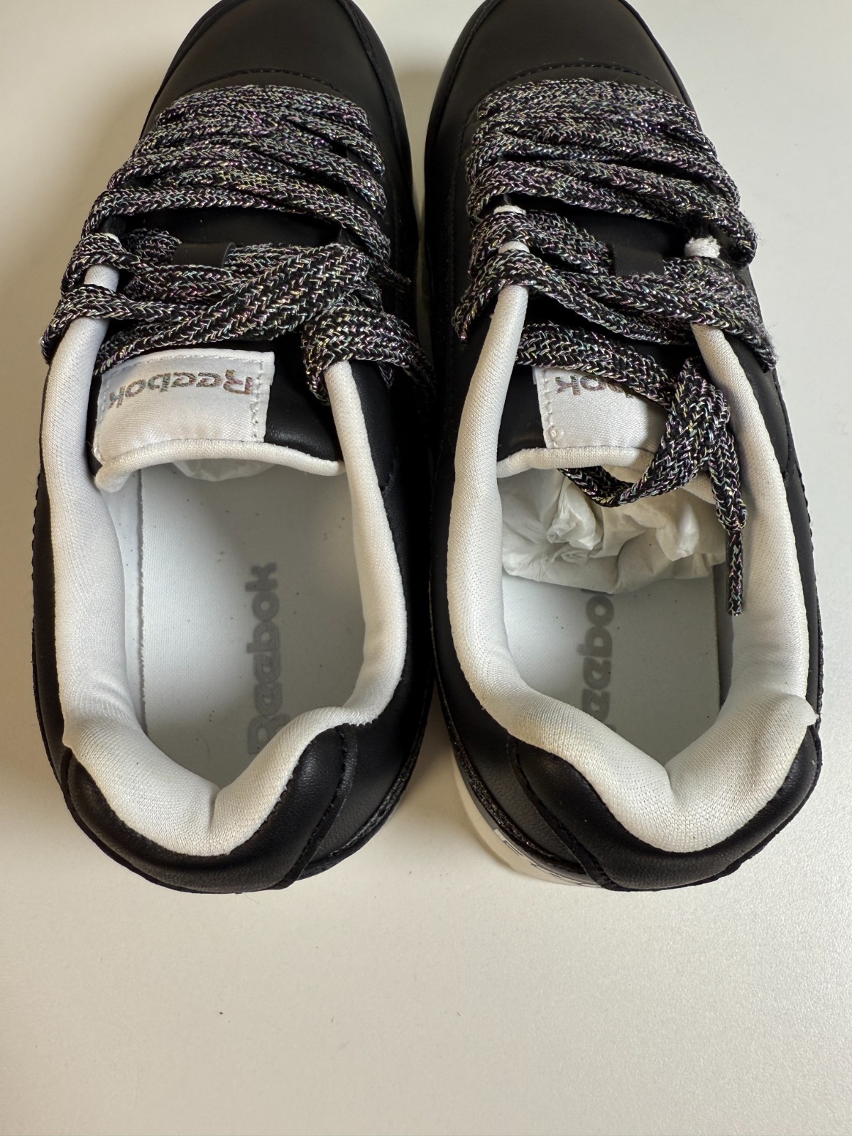 Reebok Galaxy 2 Women’s Black Glitter Platform sneakers Size 6 Youth/ 7.5 women