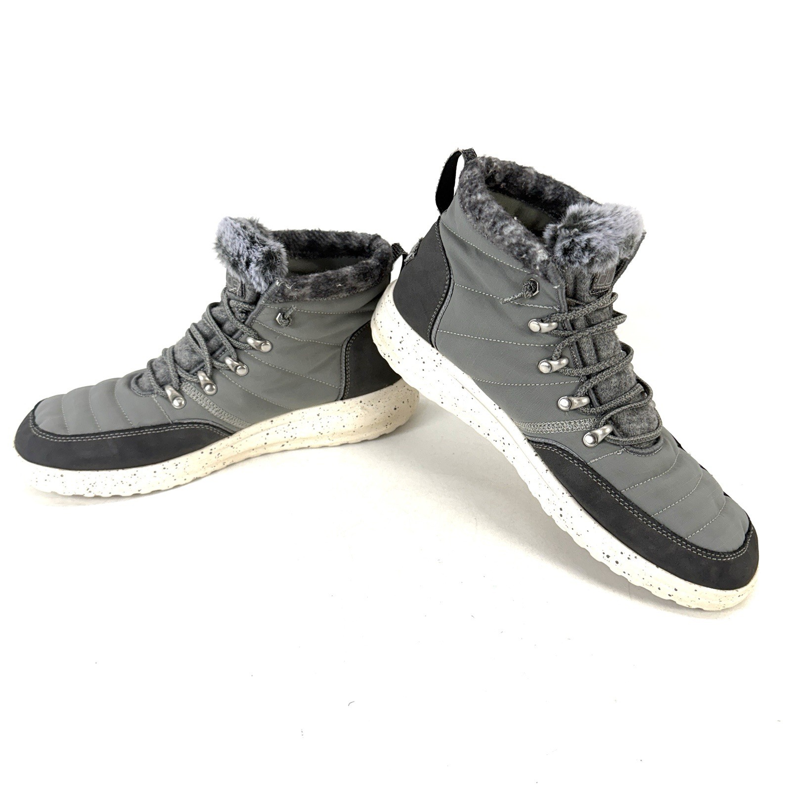 Hey Dude Brandy Women’s Grey Slip On Faux Fur Comfort High Top Booties Size 11
