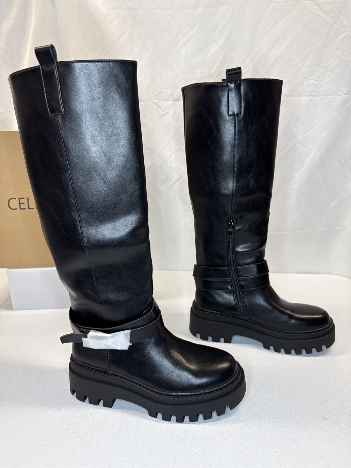 Cellenz Women’s Knee High Boots: 2.6 Inch Platform Round Toe Boot Black Size 7
