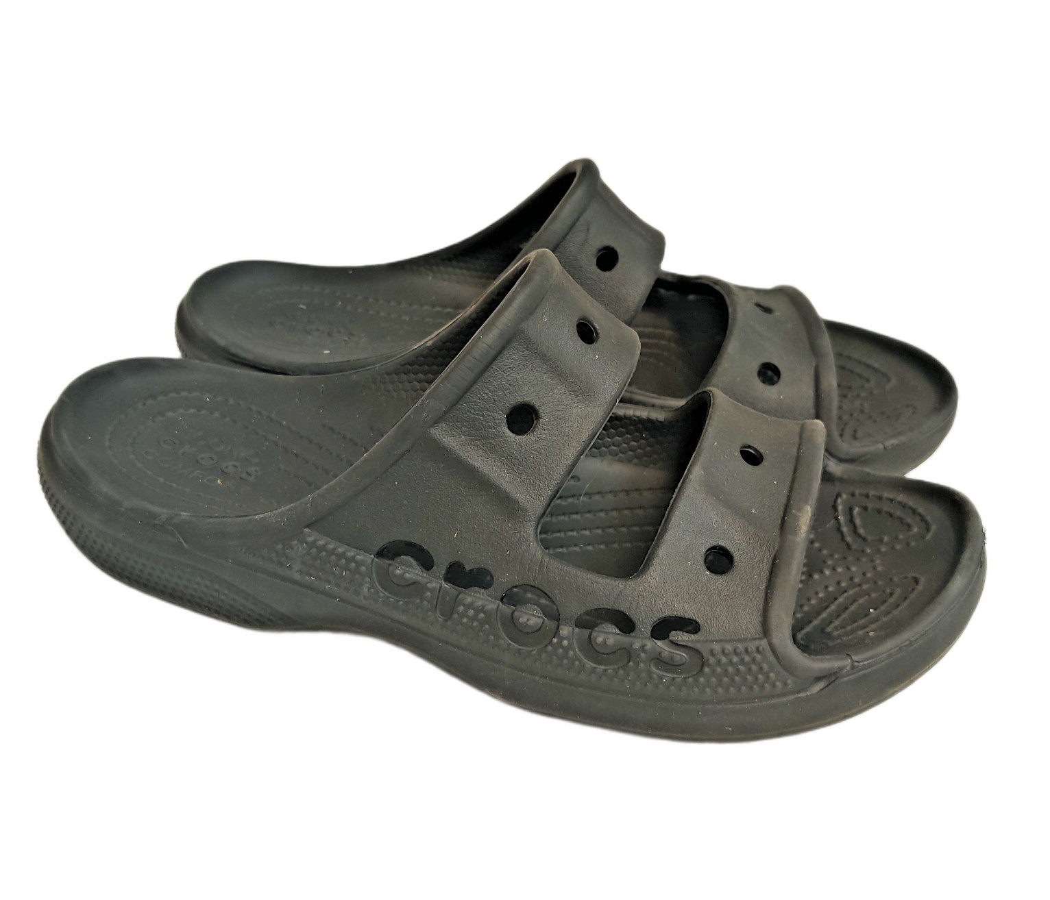 Crocs Iconic Comfort Baya II Slide Sandals Unisex M6/W8 Black Open Toe Slip On