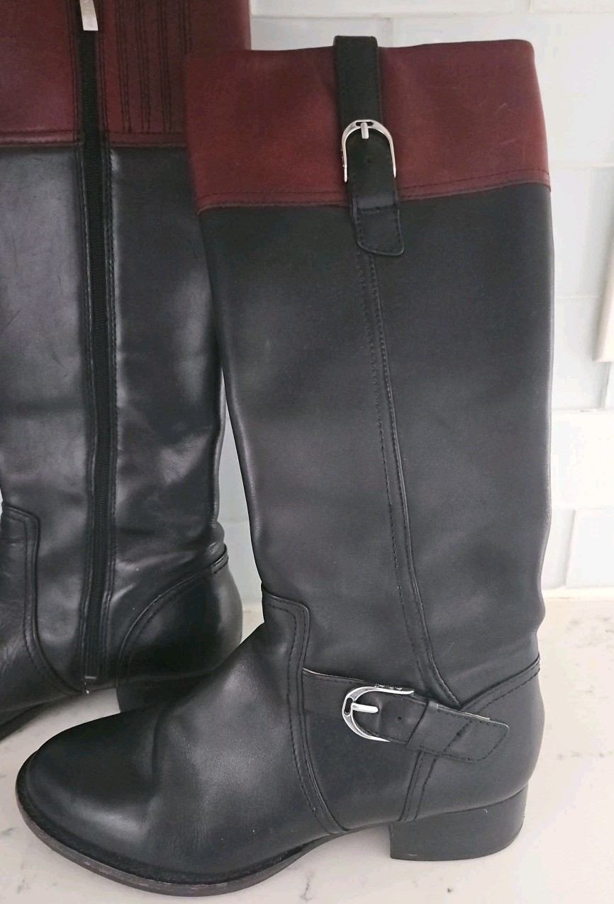 Ariat York English Riding Boots Leather 2-Tone Equestrian Knee 7B Excellent