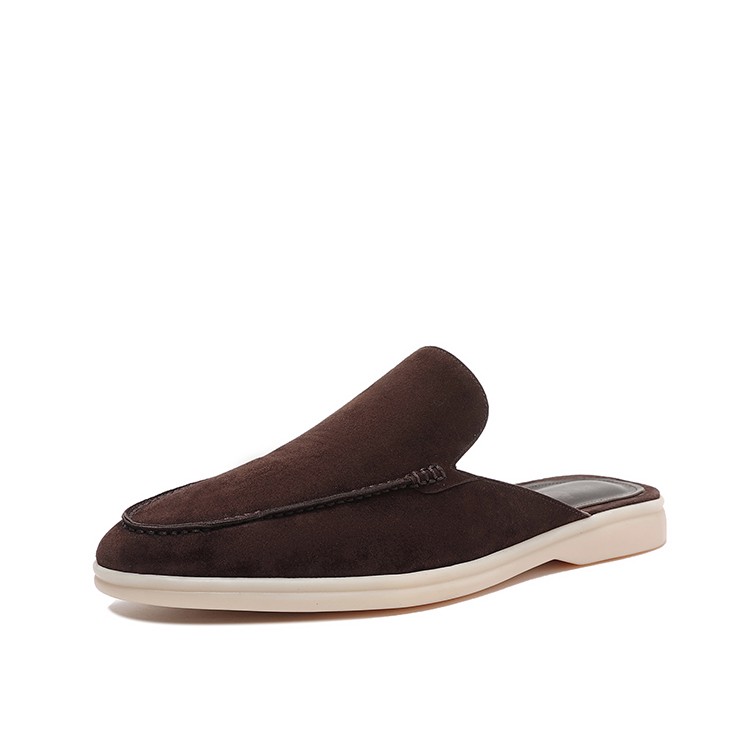 Mens Summer Suede Leather Slippers Casual Mules Comfort Retro Loafers Shoes