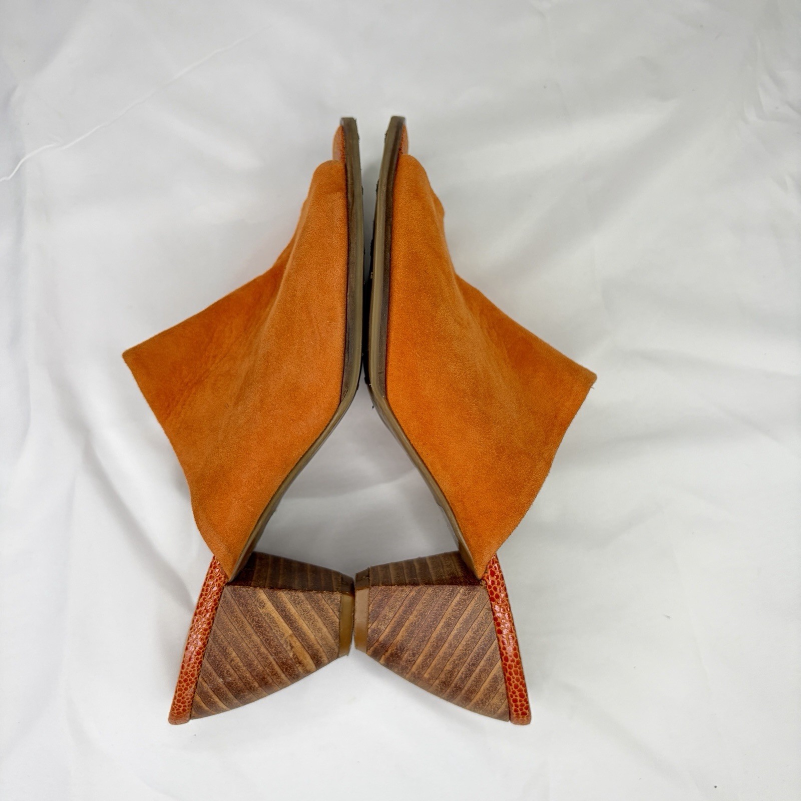Silvana Diez Orange Suede Slip On Sandals Size 9 US/40 EU, summer, spring, fall