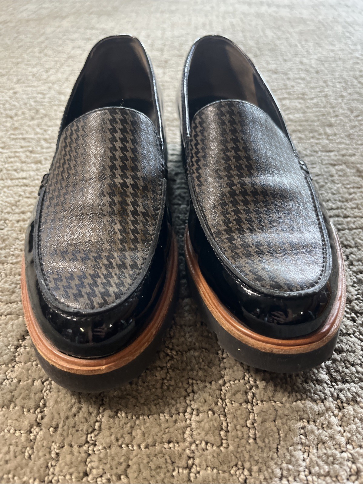 Paul Green Patent Leather Loafers Chunky Heel Women’s Black Brown 6.5