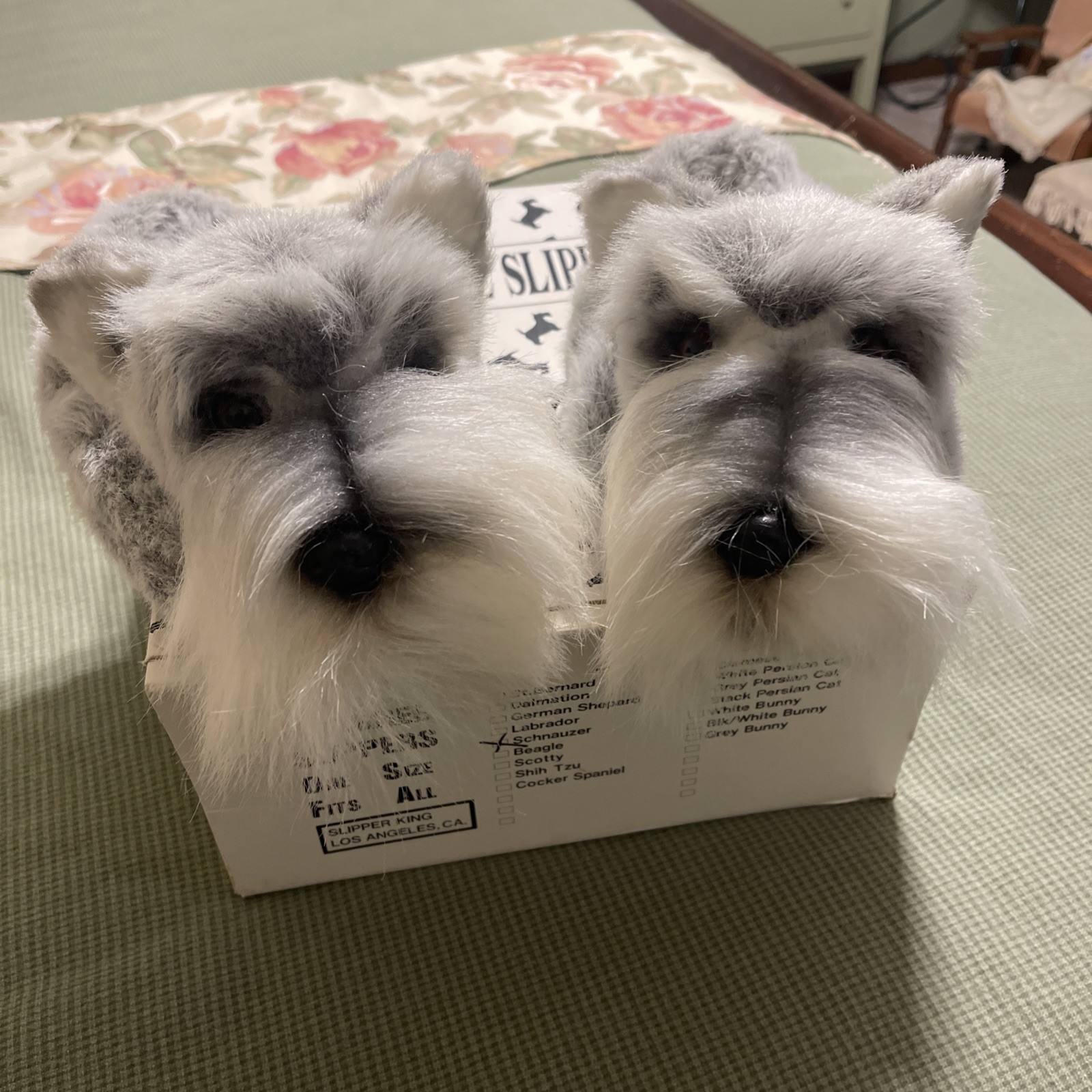 1990 Slipper King L. A. California Pedigree Slippers Schnauzer One Size