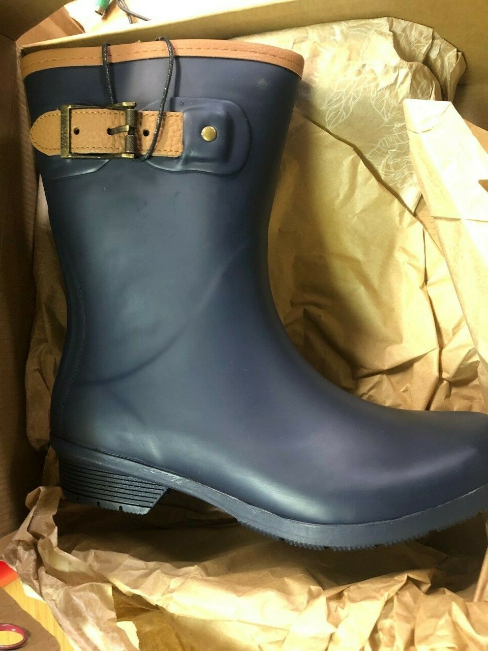 Chooka Women’s Mid-Height Memory Foam Rain Boot, Navy, Size 7