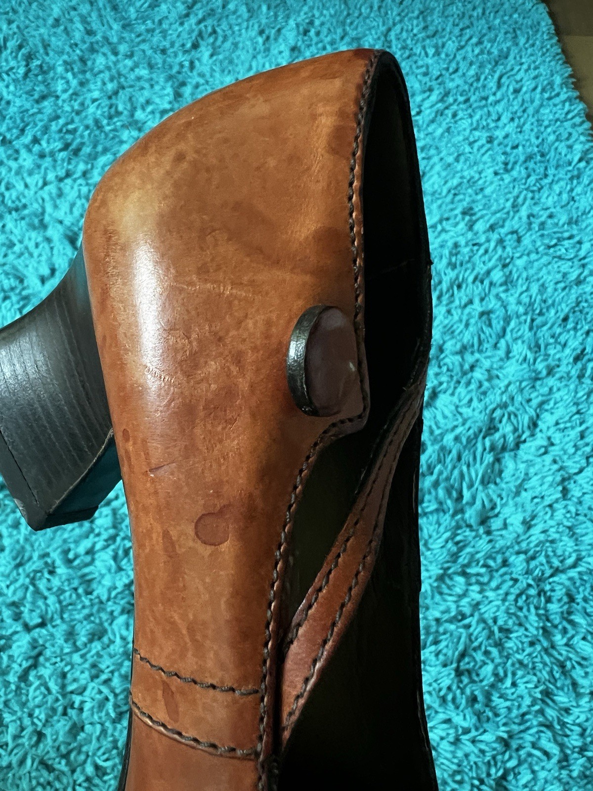PRADA Brown Leather Square Toe Buckle Strap Block Heel Pumps EU 37