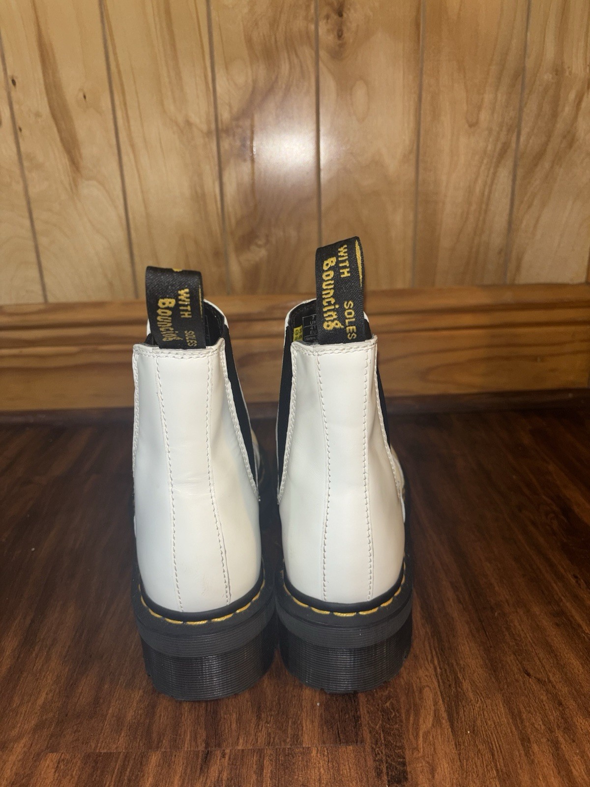 Dr. Martens 2976 Quad Chelsea Platform Boots White Leather Womens US 9