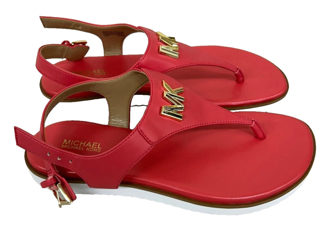 Michael Kors Womens Jilly Flat Sandals, Dahlia Coral, 7.5 M, New w/o box