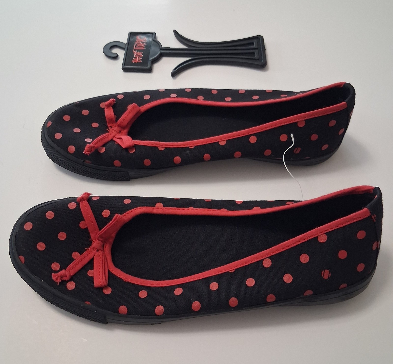 Vintage Y2K Hot Topic Black Red Polka Dot Ballet Flats Size 7 NWT Deadstock