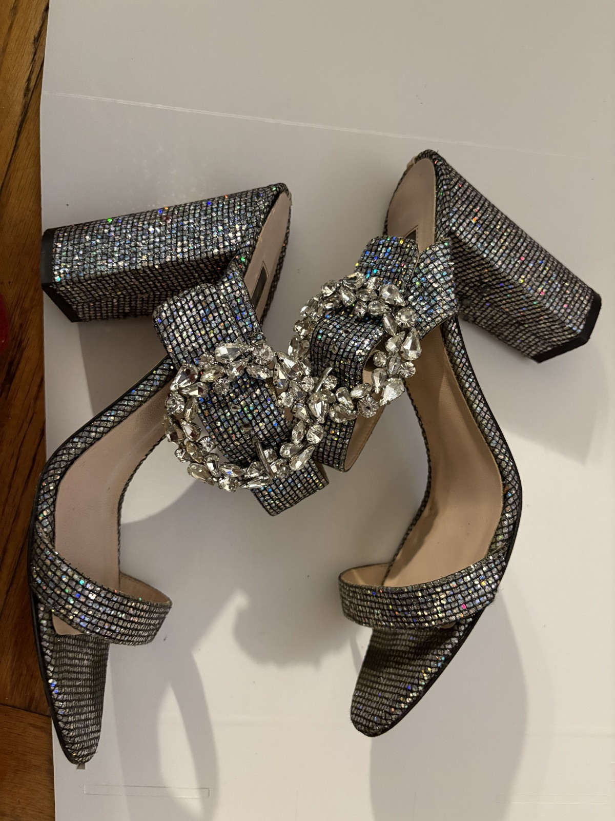 SJP Sarah Jessica Parker Celine Embellished Sparkle Buckle Pumps 10