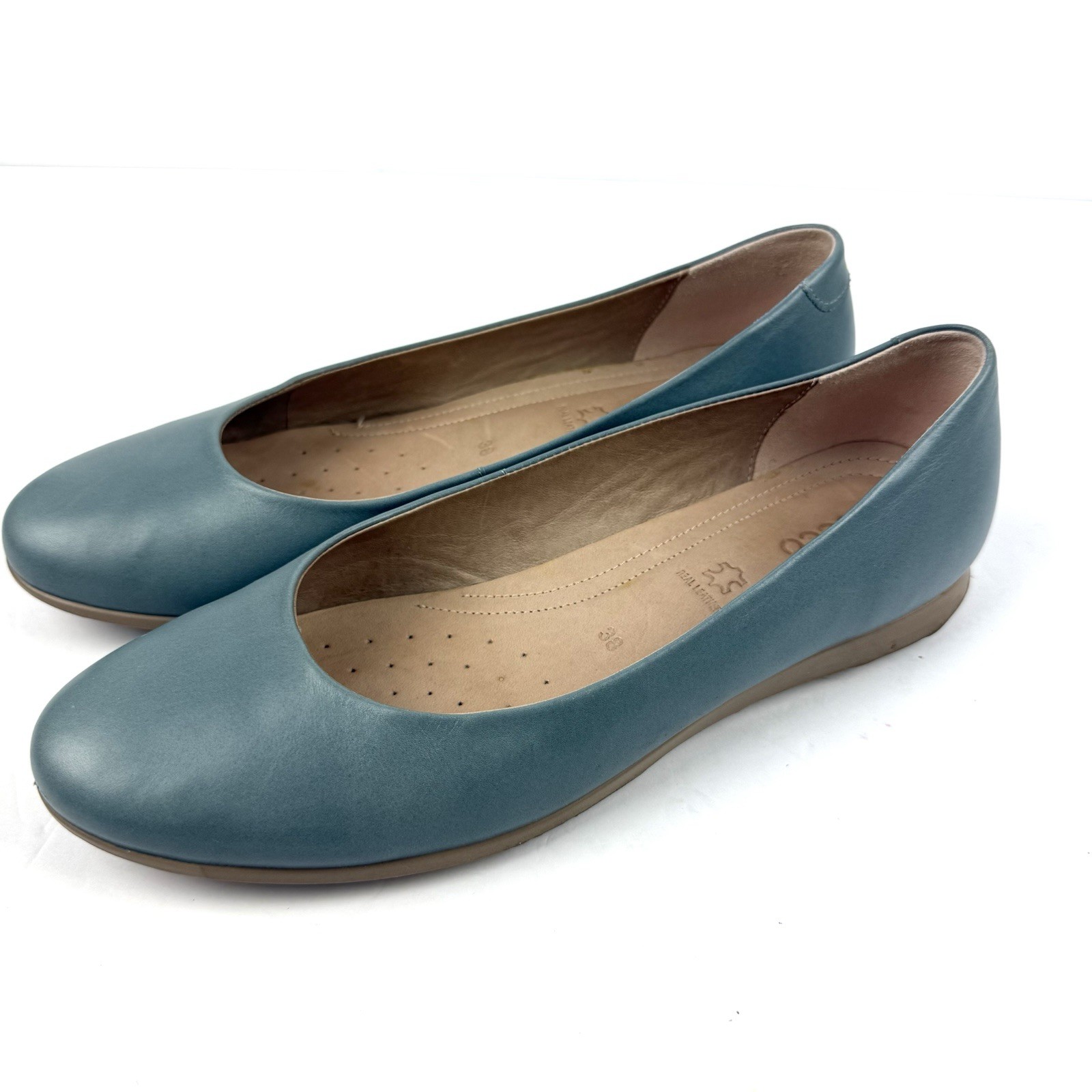 ECCO  Touch Ballerina Flats Slate Faded Blue Slip On Shoes Comfort Womens