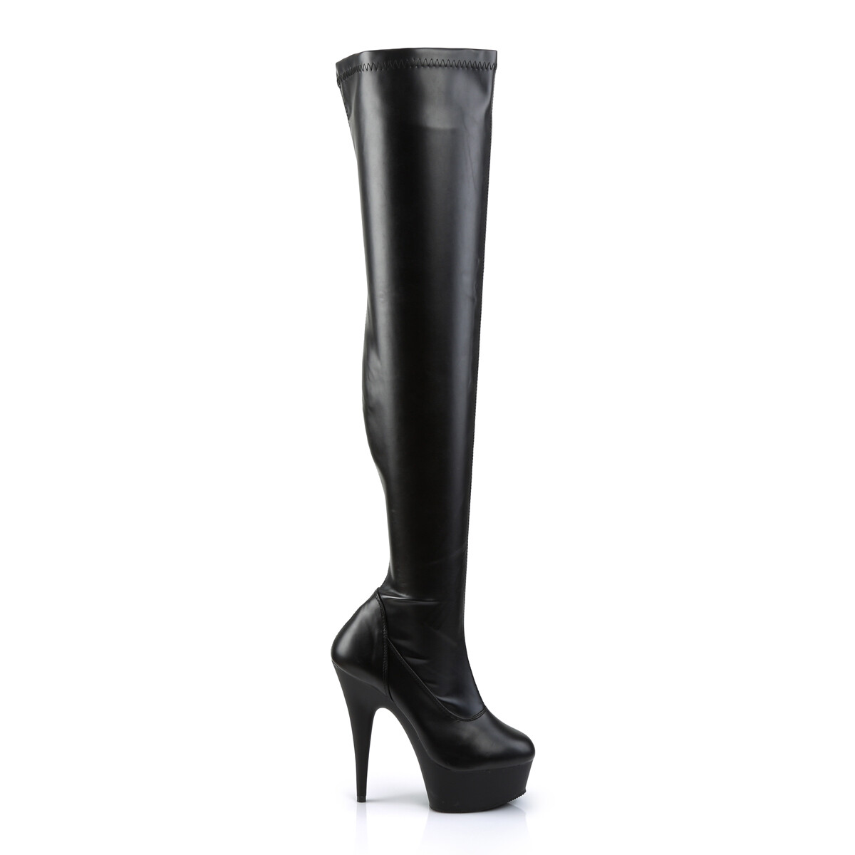 PLEASER DELIGHT-3000 Sexy 6″ Heel Platform Black Stretch Thigh High Womens Boots