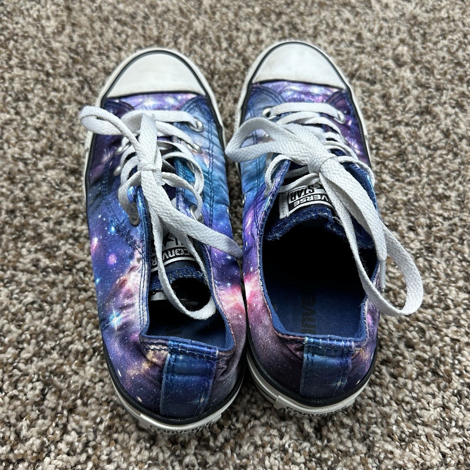 Converse All Star Low Top Satin Galaxy Womens (6) Mens (4) Purple Blue Sneaker