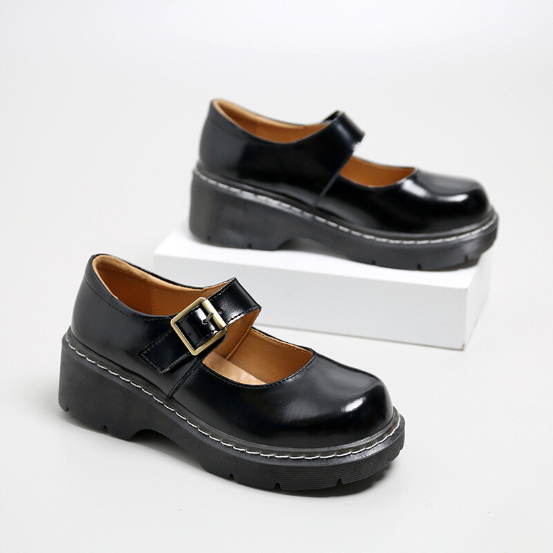 Vintage Women’s Flats Shallow Mouth Platform Wedge Pumps Mary Jane Student Shoes