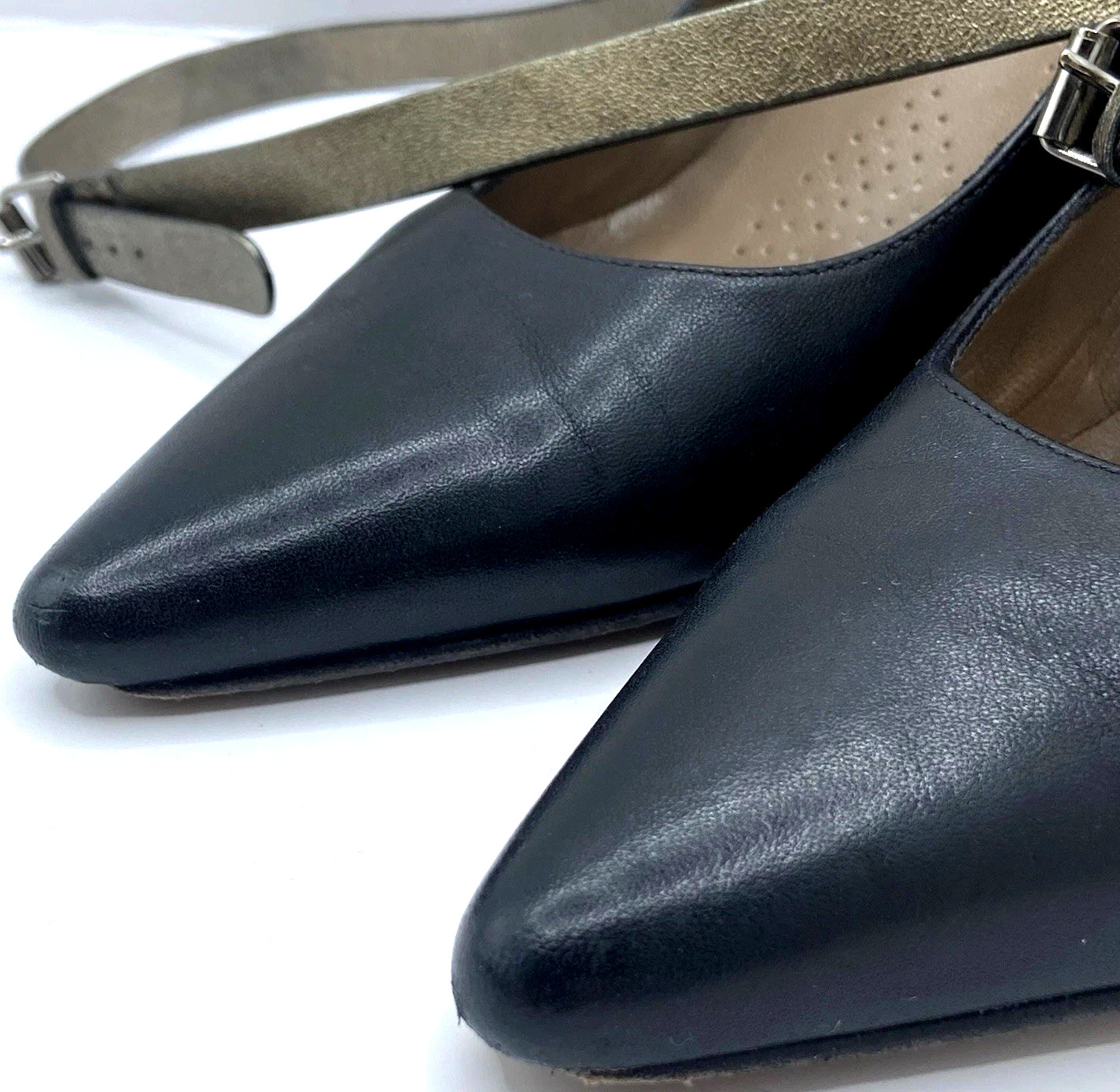 Anyi Lu Italy Black Leather Pointed Toe Ankle Strap Pumps Heels EU 38 US 7.5
