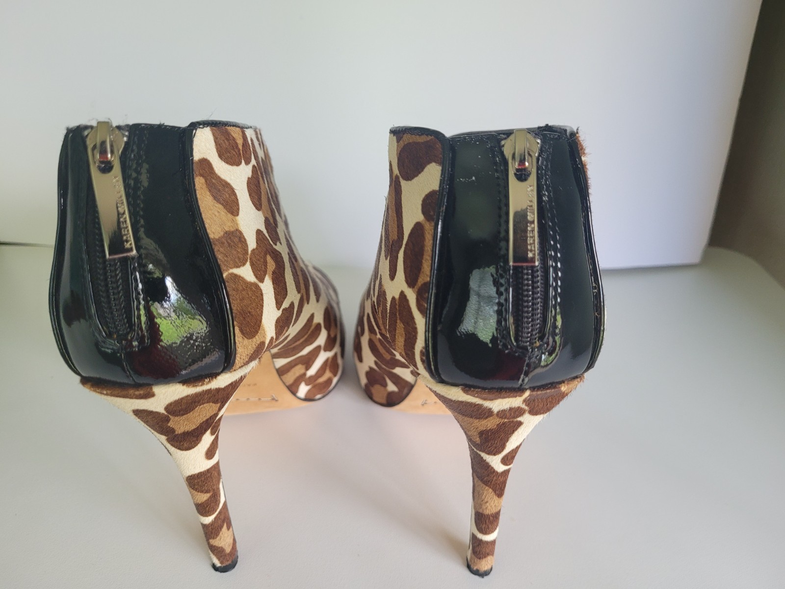 KAREN MILLEN Leather Leopard Animal Print ankle boots| US Size 7.5