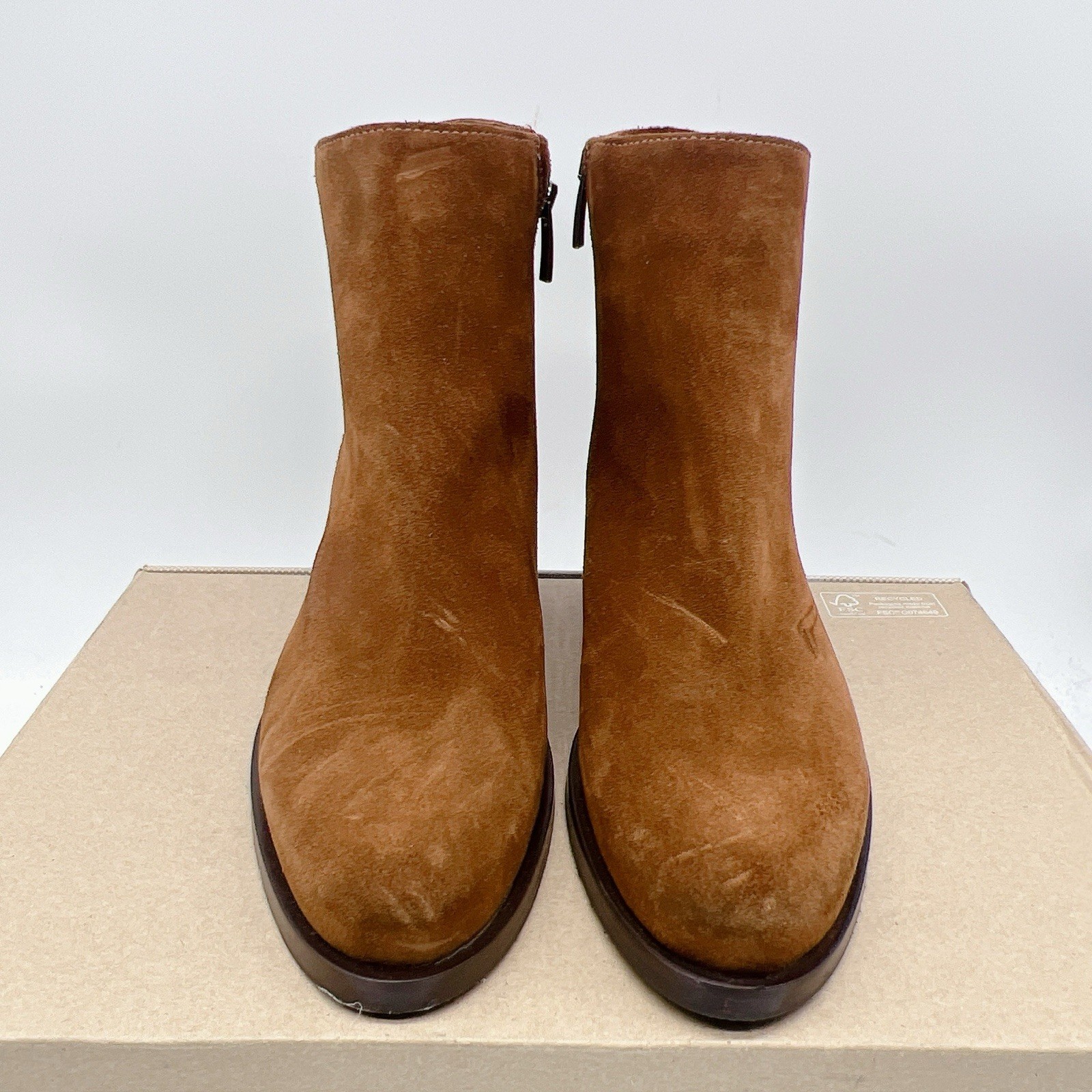 La Canadienne Peter Waterproof Bootie Heel Round Toe Tan Brown Suede US 7
