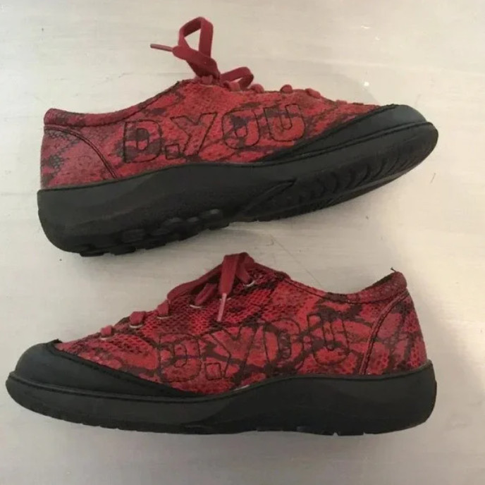 Portofino D-YOU Leather Sneakers Cranberry Black Comfort Shoes Sz Eu 38