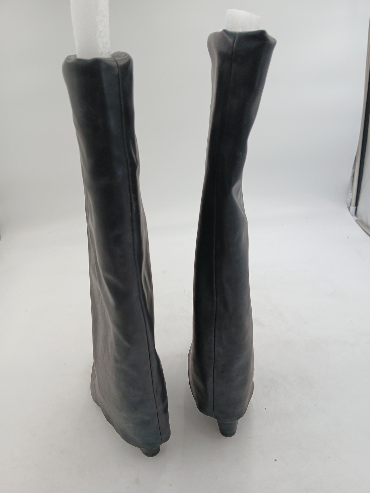 Evannder Sock Boots Womens Black PU Over The Knee Wedge Pointed Toe Size 7.5