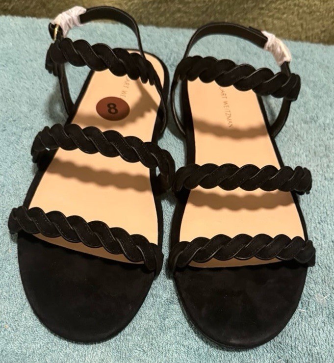Stuart Weitzman Women’s Twistie Black Sandal Size 8 NWOB $425