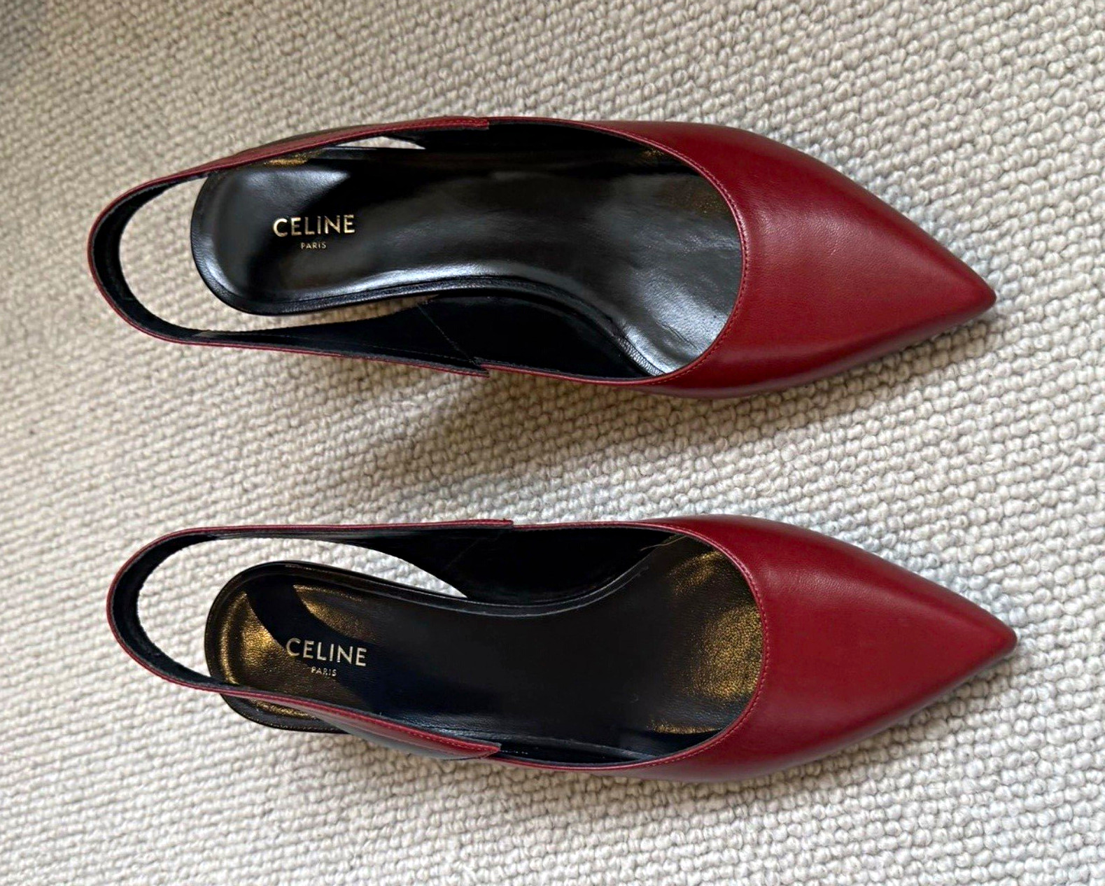 CELINE Women’s Leather Slingback Heels Pointed Toe comes with dustbag sizeEU 36