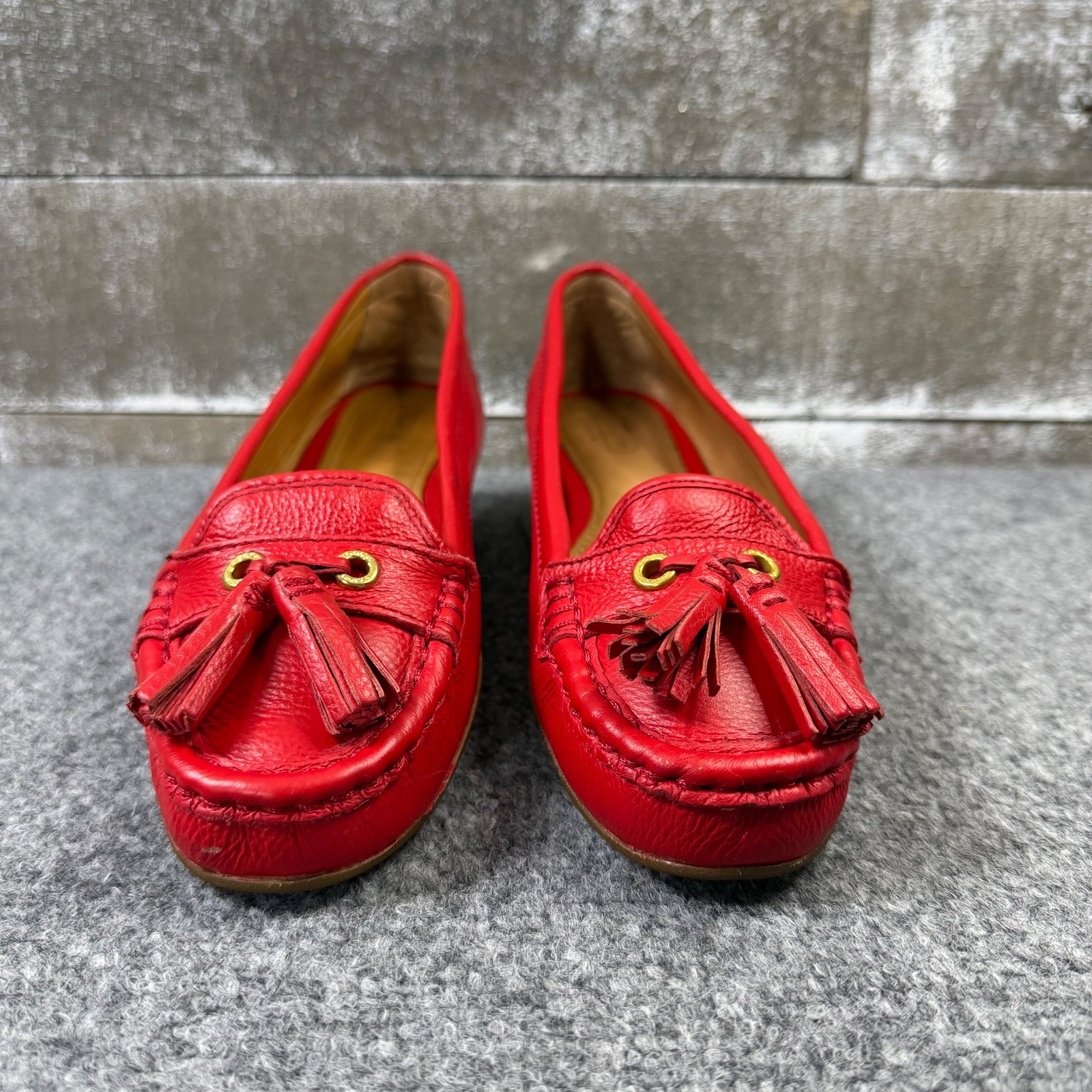 Coach ( Red ) New York Isa Leather Designer Loafers Womens 8B