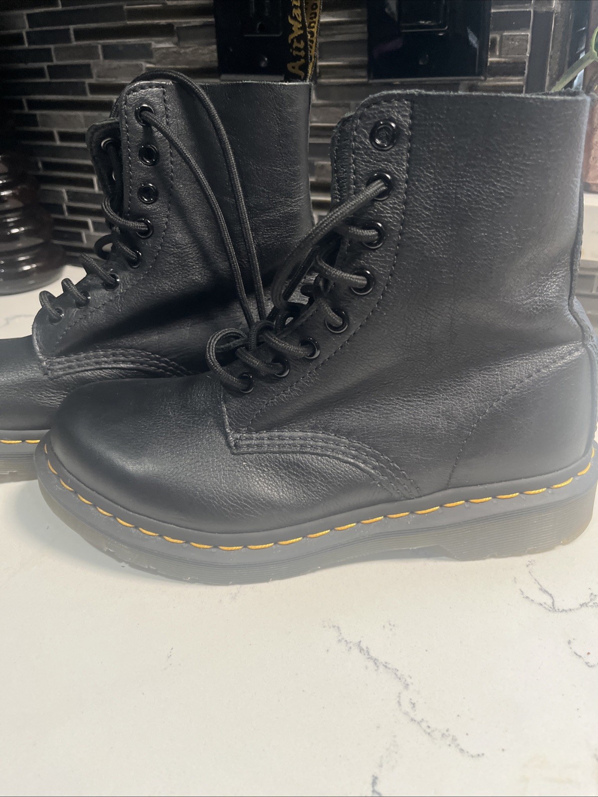 Dr. Martens Pascal 1460 Virginia Leather Boots for Women, Size US 7 – Black -…