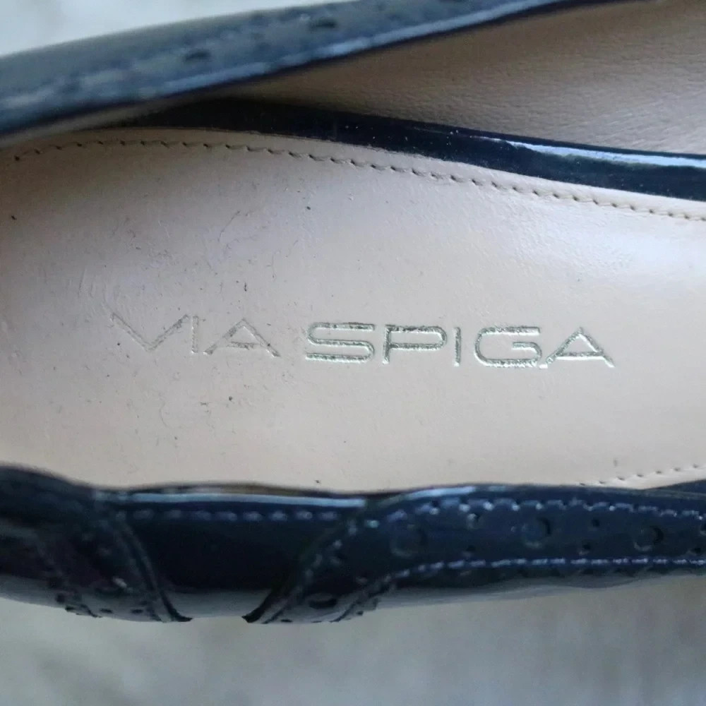 Vintage Navy Open Toe Pump Heel Italian Women’s Size 7