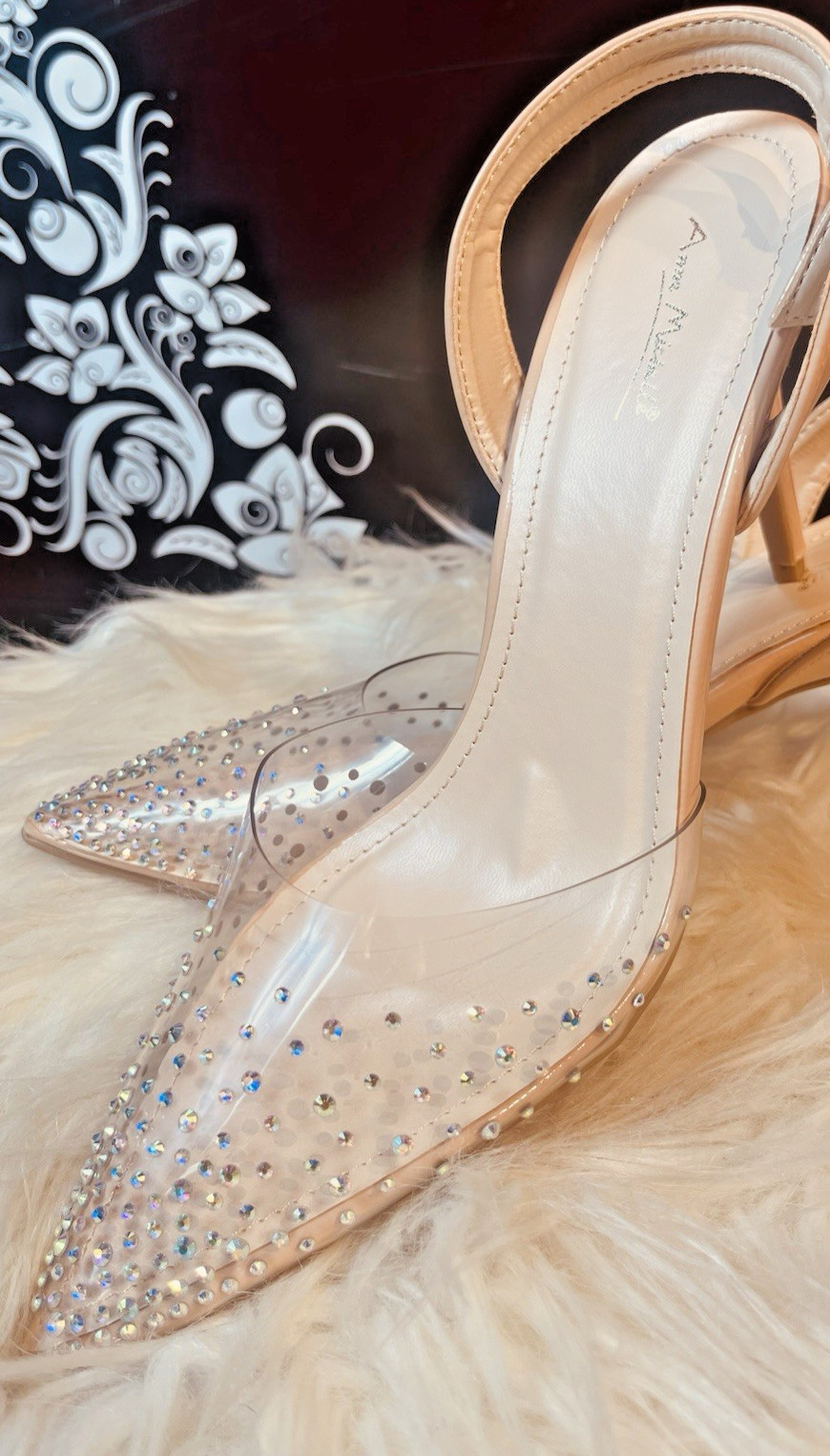 Nude Rhinestone Pointed Toe Pumps Women’s Bridal Wedding Formal Evening Heels