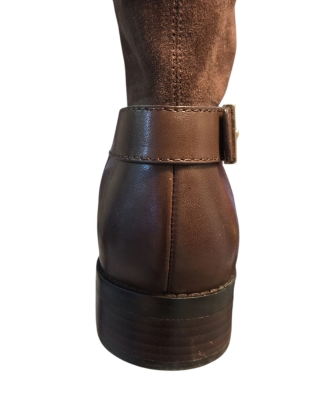 Cole Haan Brown Leather Knee High Riding Boots Buckle US 8 EU 38 Almond Toe