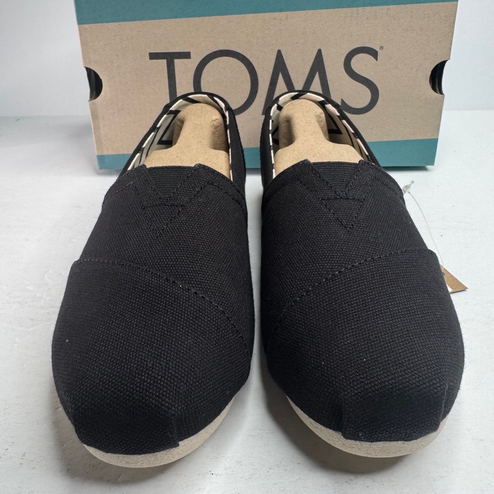 TOMS Alpargata Black Recycled Cotton Canvas Slip On Flats Womens 6 10017732