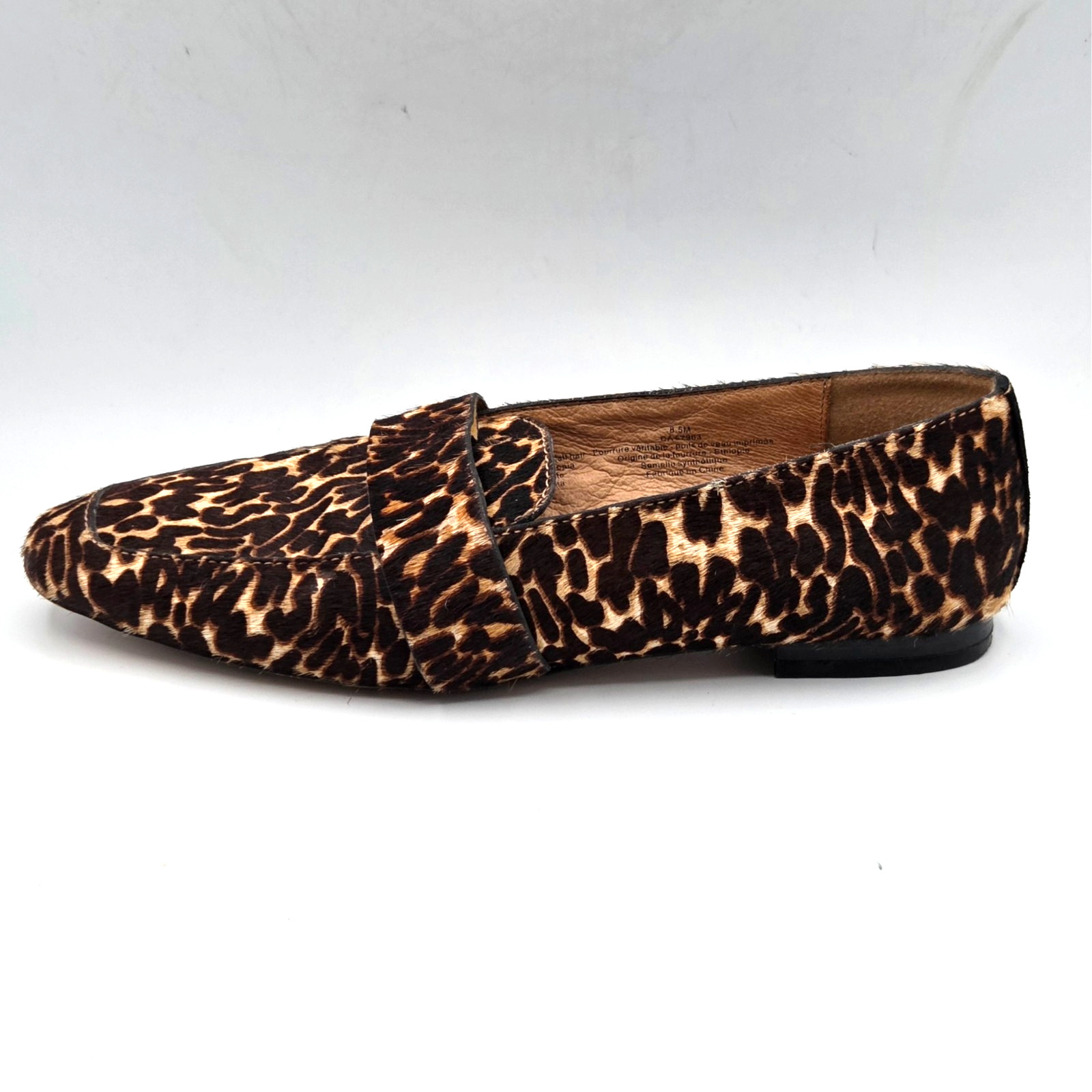 Halogen Lucy Genuine Calf Hair Flats Loafers Chocolate Leopard Print Size 8.5