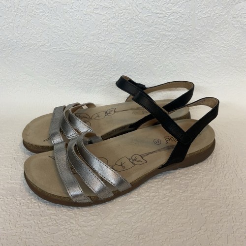 Josef Seibel Silver Strappy Walking Slip On Sandals Women 41/ US10 Indonesia