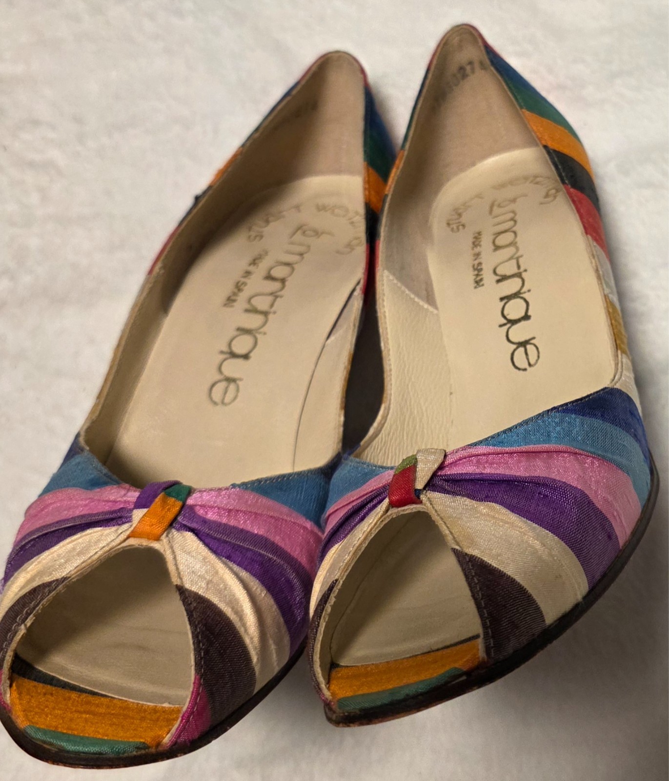 Stuart Weitzman Martinique Rainbow Stripe Peep Toe Pump