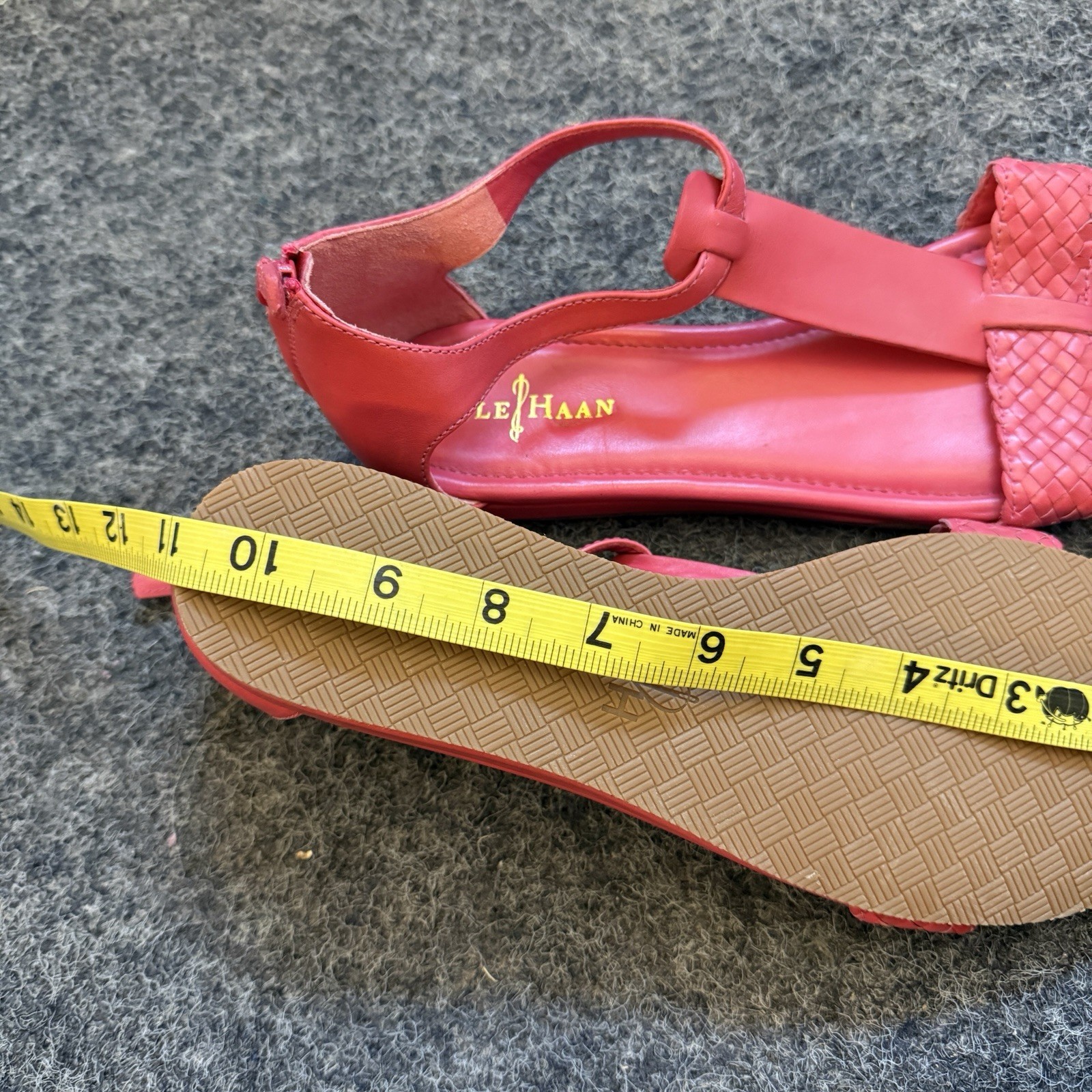 Cole Haan Sandals Flats Braided T-Strap Covered Heel Pink Sz 10.5