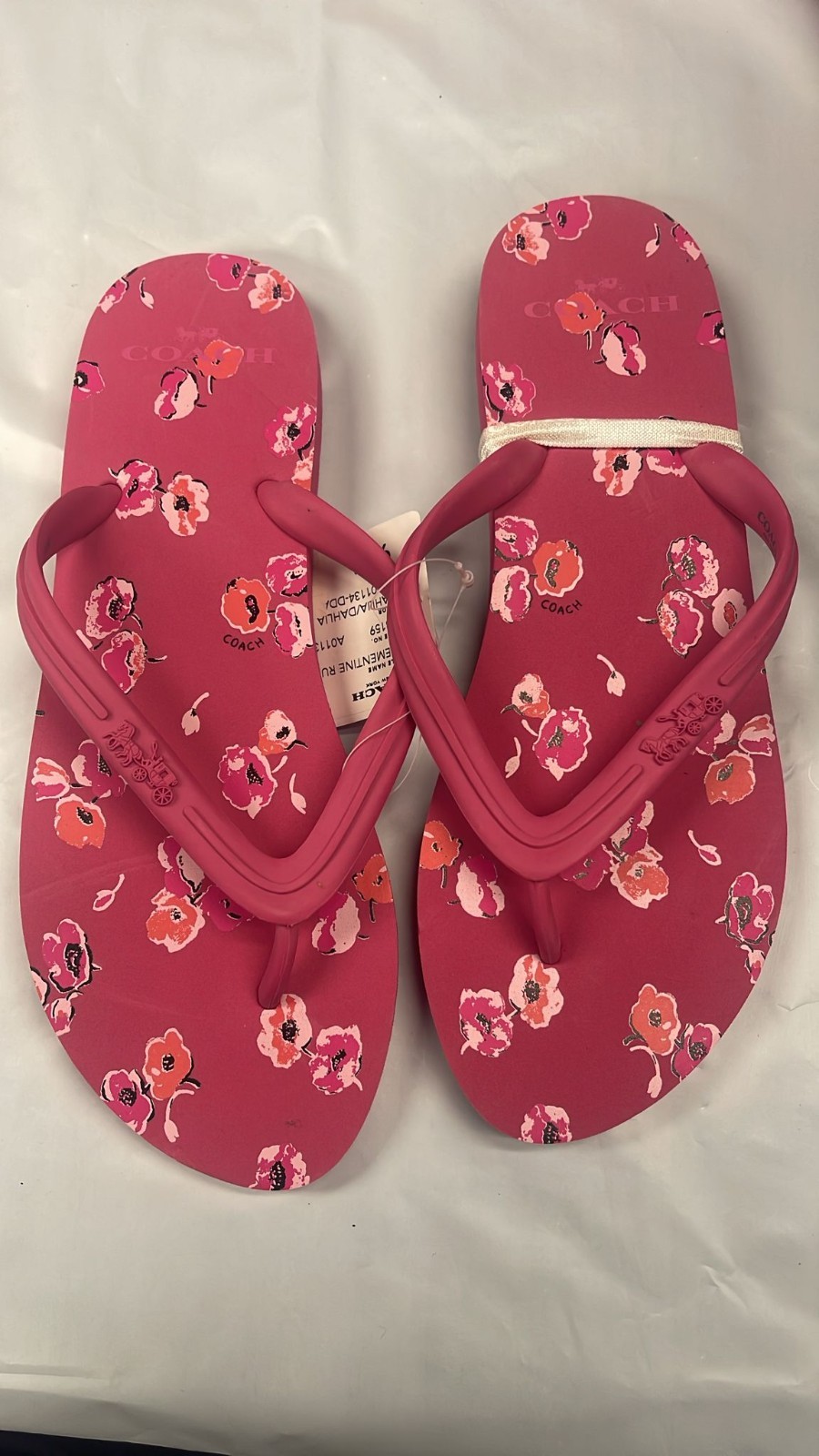 Coach Clementine Rubber Multi Stripe Flip Flops Women’s Size 7 Dahlia NWT