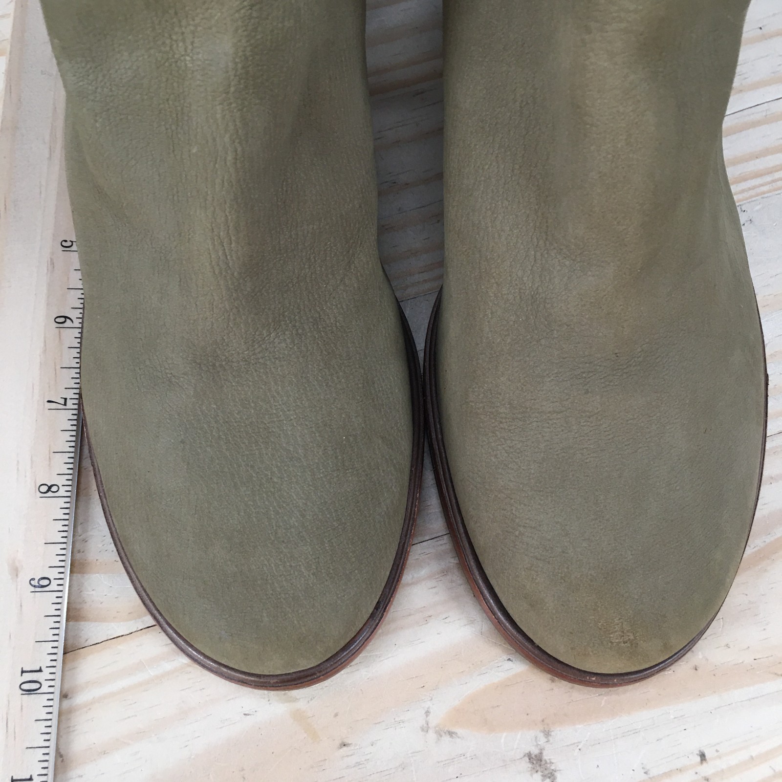 ED Ellen DeGeneres Boots Womens 8.5 M Susumu Ankle Block Heel Leather Green