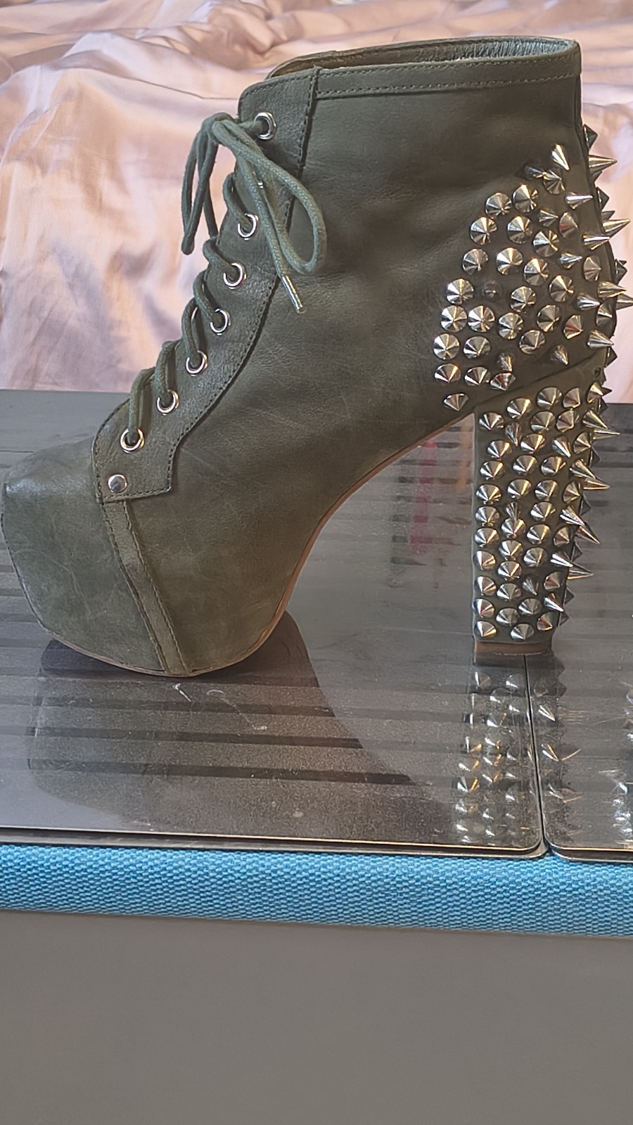 Jeffrey Campbell Olive Suede Spike Lita Havana Last Womens Size 8 / Barely Worn