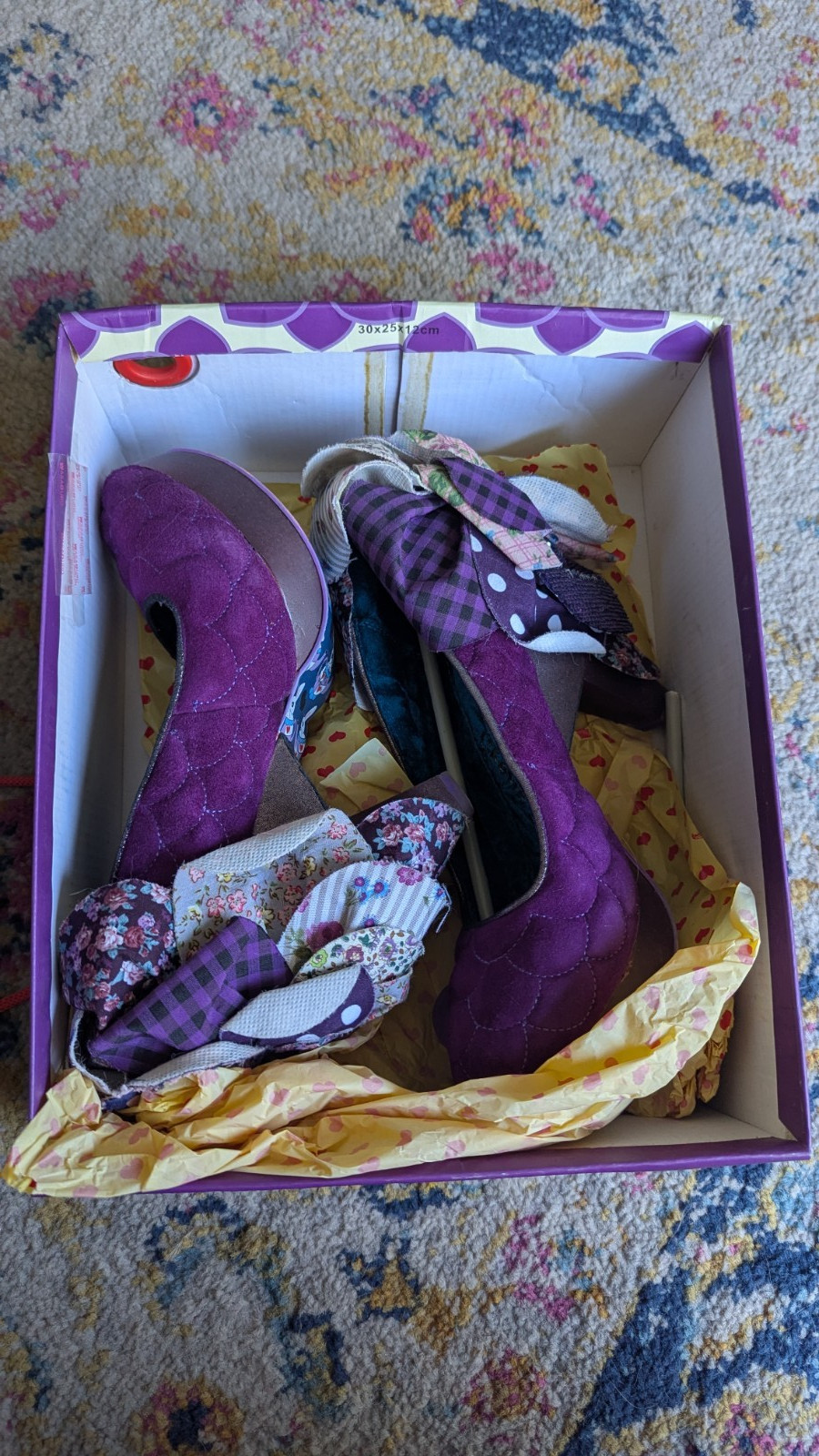 IRREGULAR CHOICE (39 / Size 8) Sweety Bird Platform Heels Petal Purple Suede