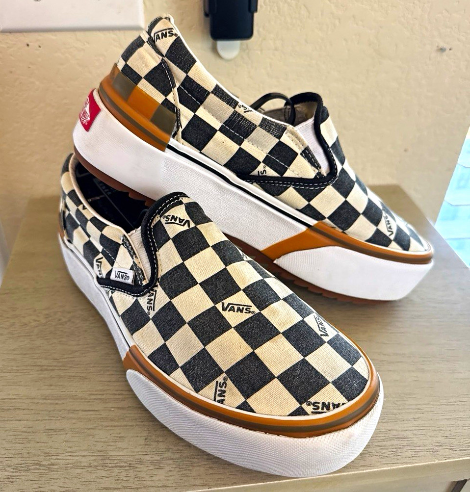VANS ERA Classic Slip-On Checkerboard Black/White Canvas Women’s US 8.5 *RARE*