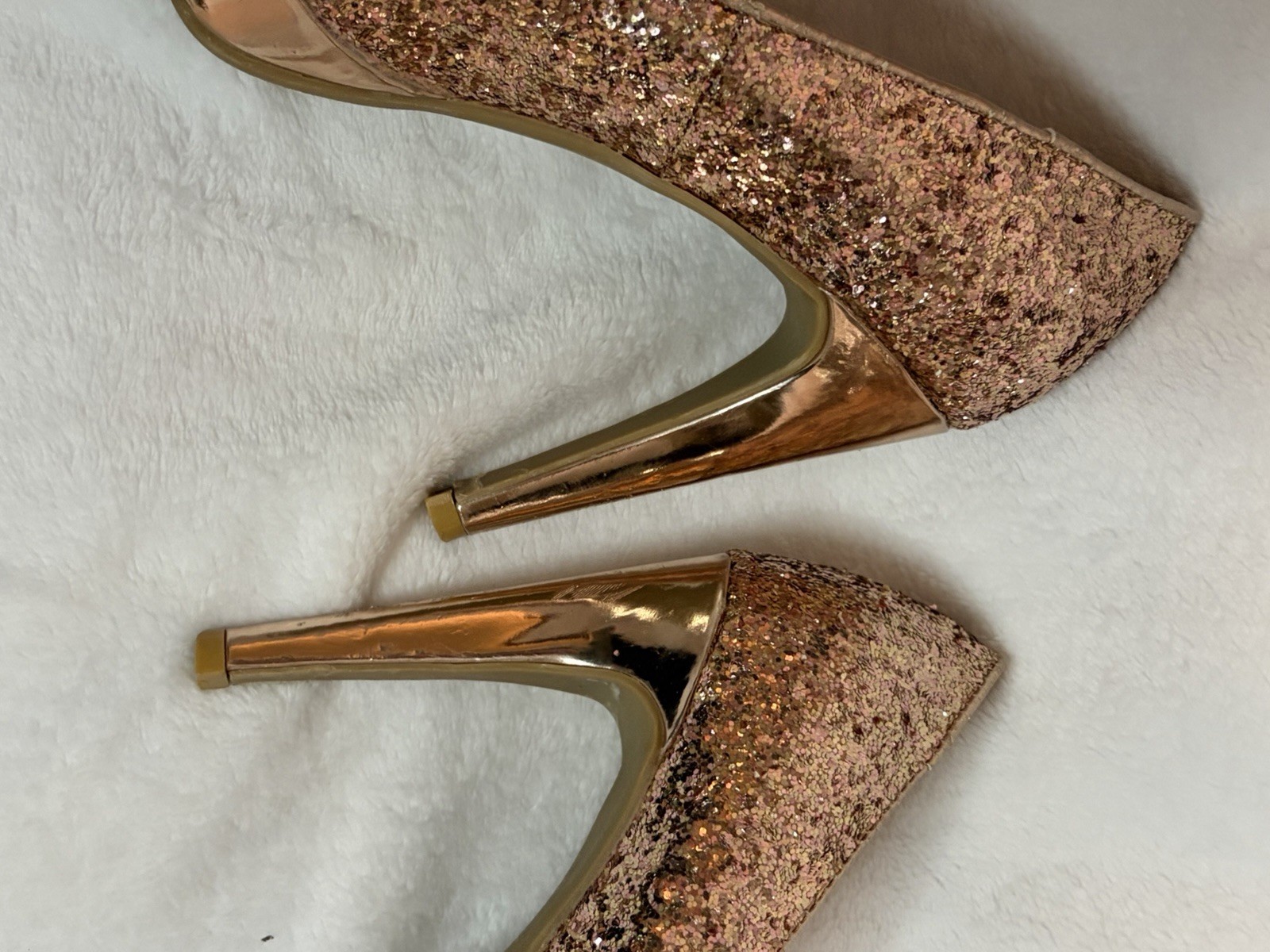 Gold Glitter Platform Pumps Women’s Size 8 Stiletto Heels Y2K Party Club Shoes