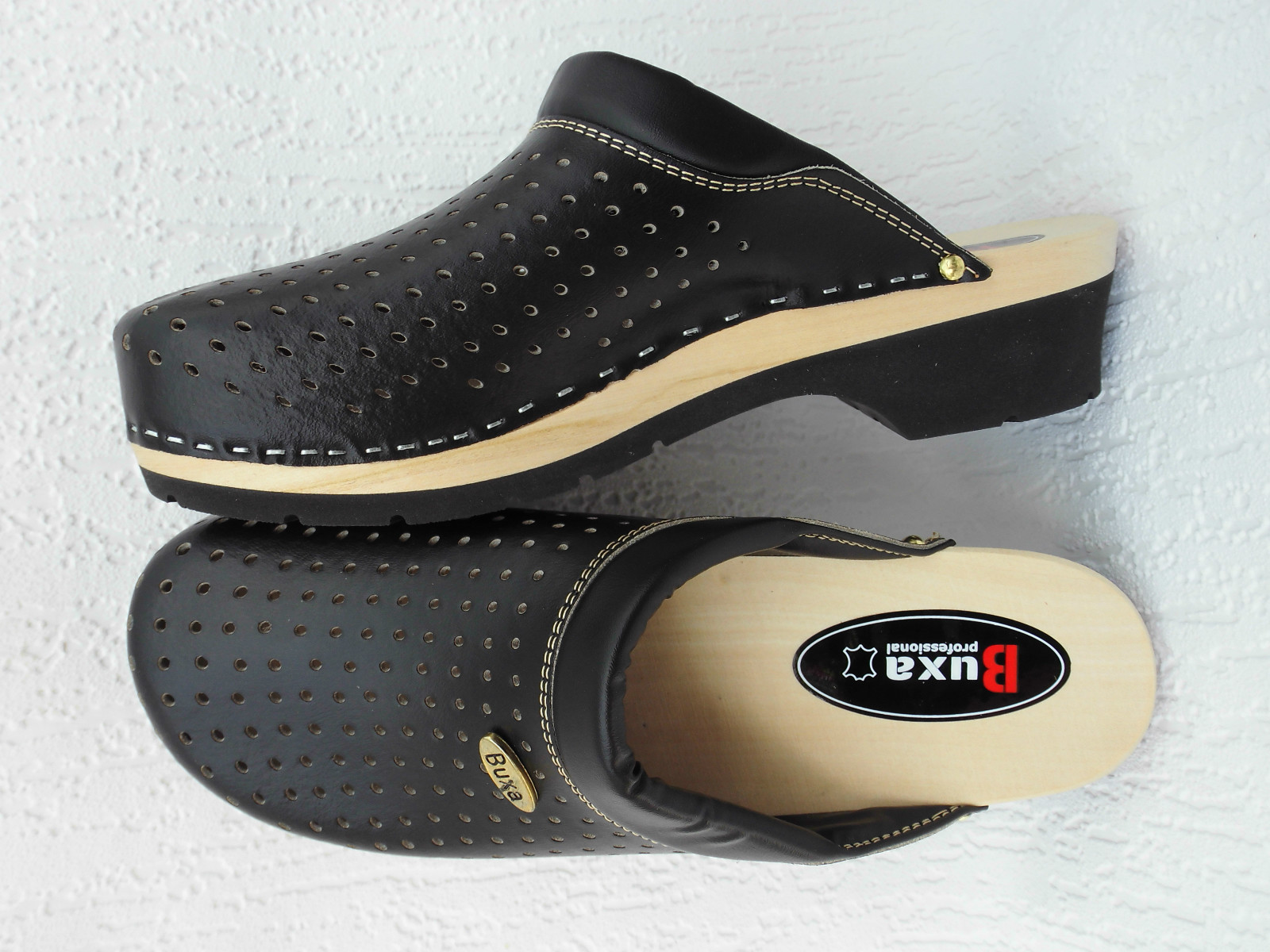 Sweden wooden clogs mules size 41 **black** genuine leather