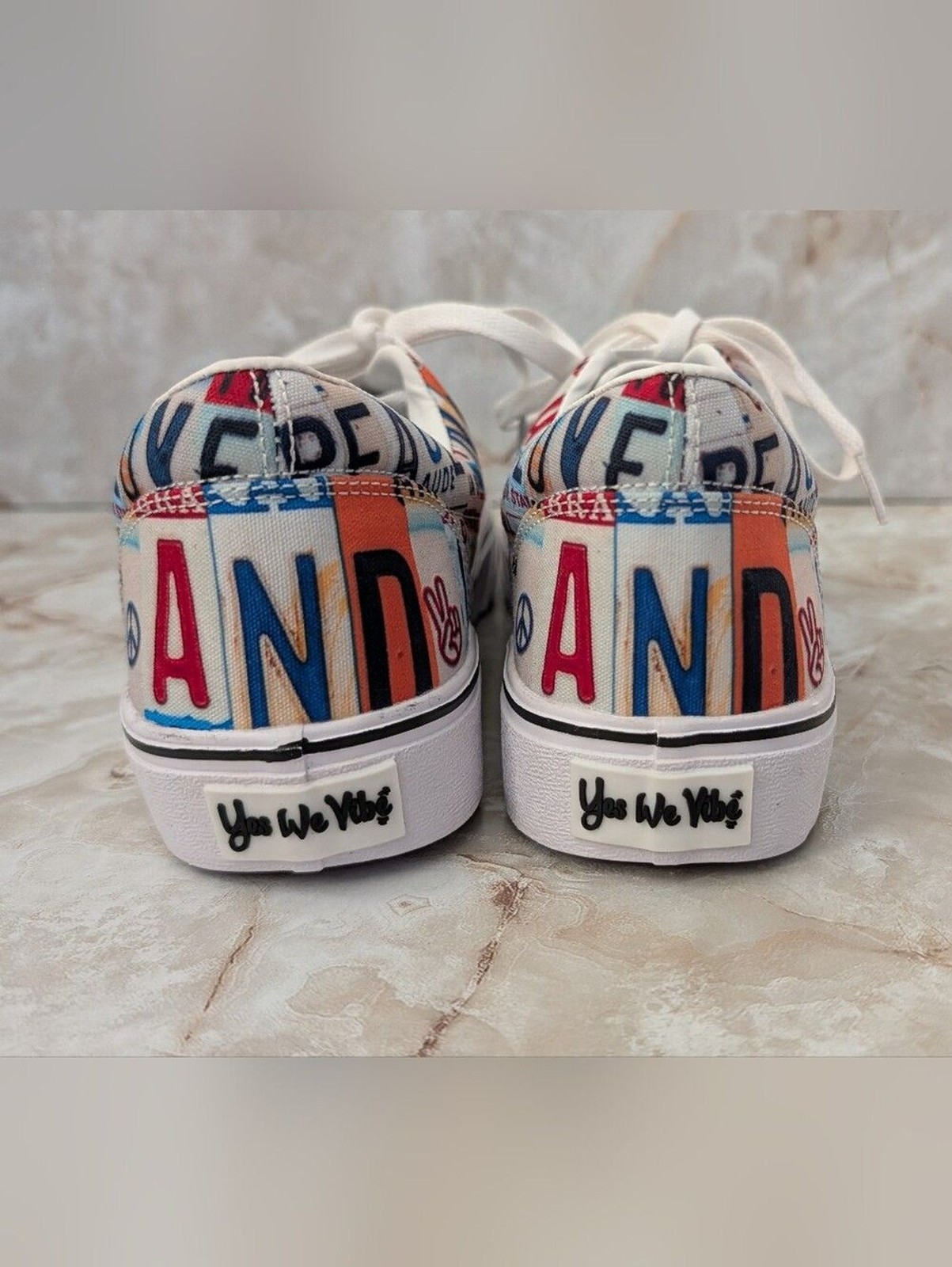 Yes We Vibe Casual Low-Top Graphic Lace-Up Sneakers – Multicolor Woman’s Sz 7