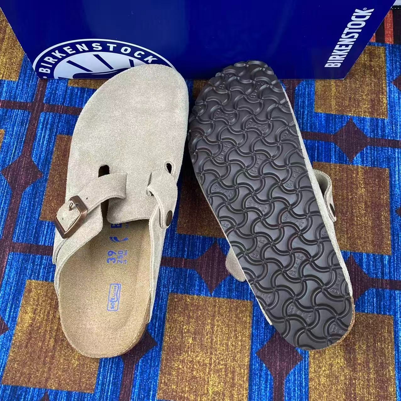 NEW Birkenstock Boston Suede Leather Soft Footbed Unisex Shoes Taupe/Mocha/Black