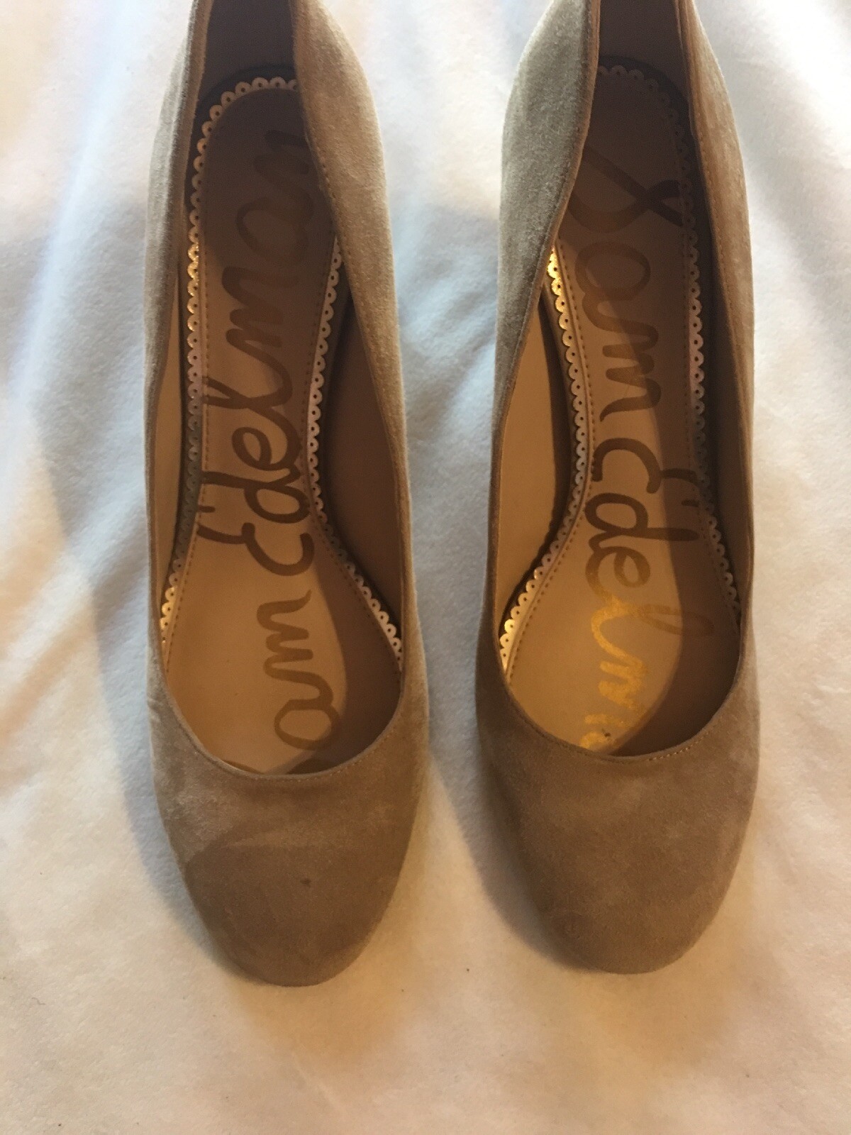 Sam Edelman JUNIE Round Toe Suede Pump Heel BEIGE SZ 9.5