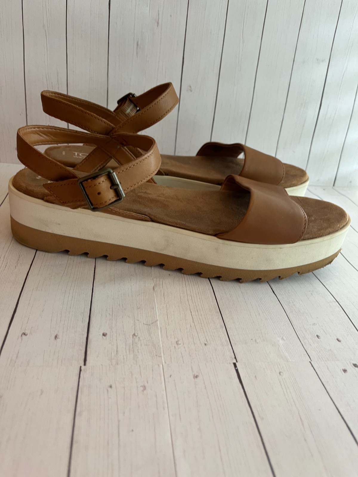 Tom’s Diana Wedge Sandal in Brown Leather Suede and Custom CloudBond Foam Insole