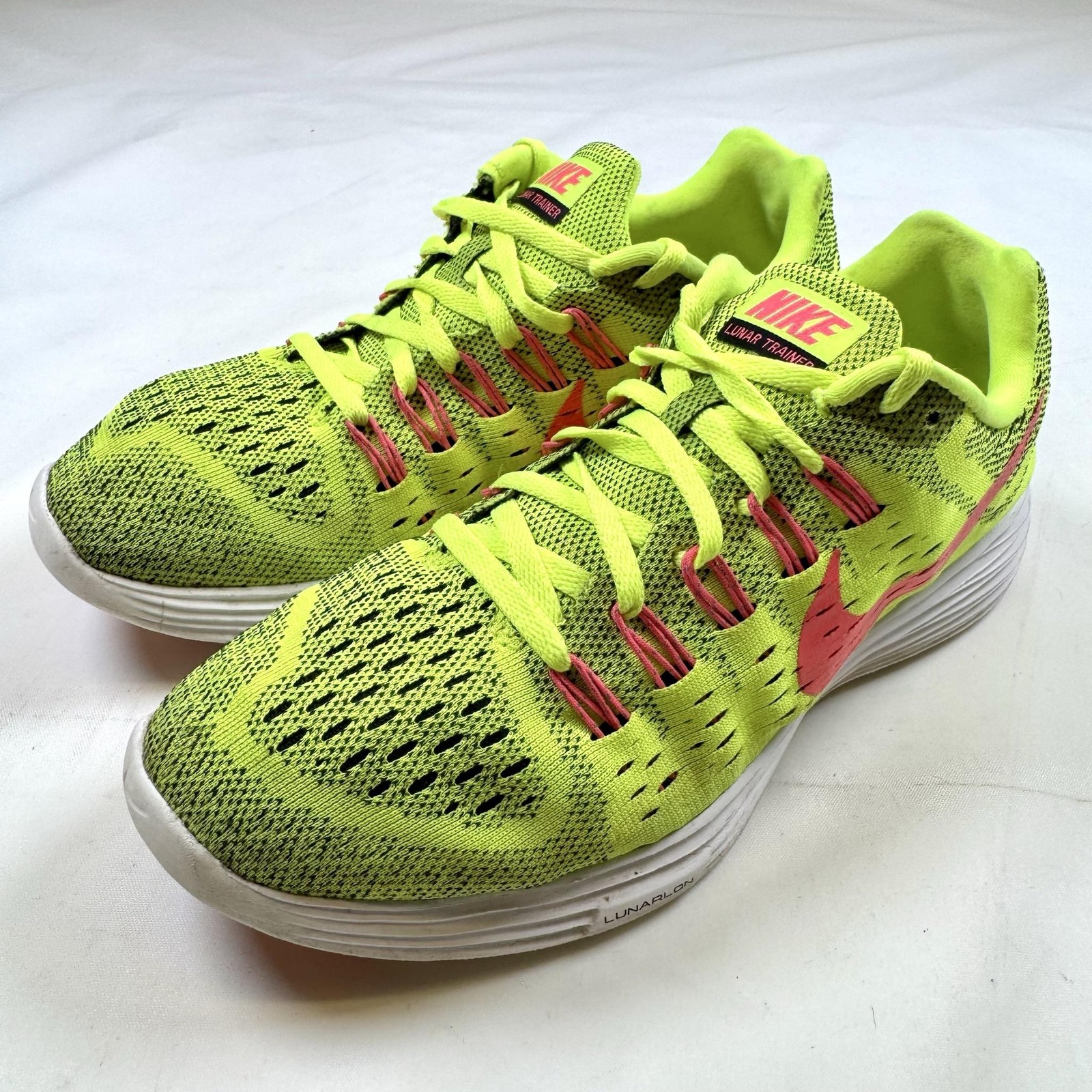 Nike Lunar Trainer Womens 8 Volt Yellow Hyper Pink Running Shoes 705462-700