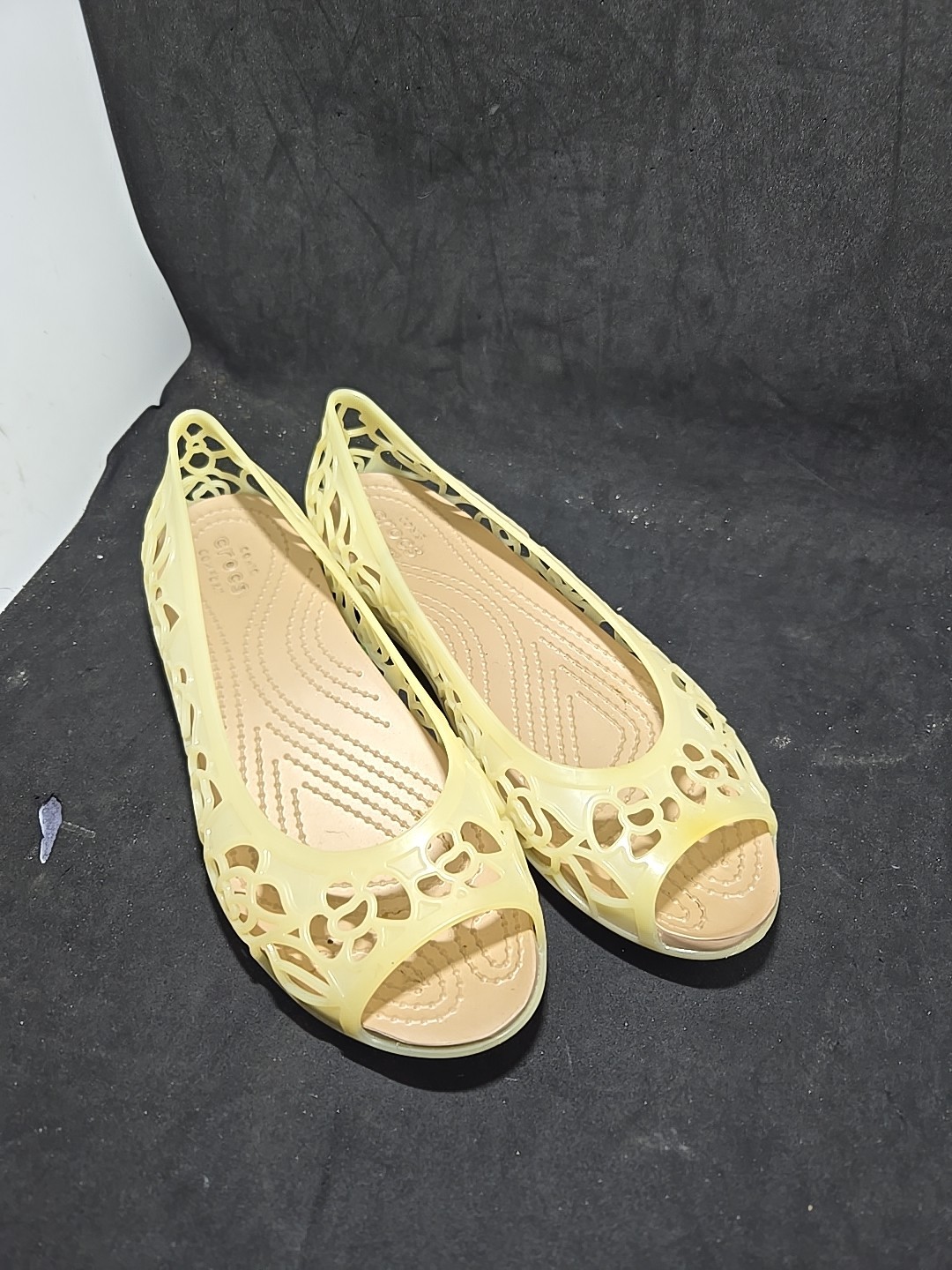 Crocs Isabella Jelly Flats Shoes Womens Sz 6 Open Toe Cutout FREE SHIPPING