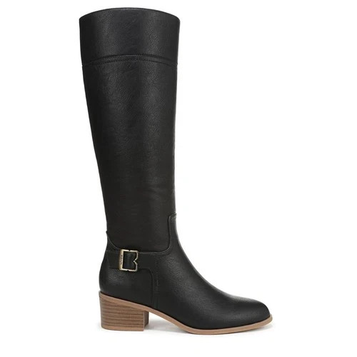 Dr. Scholls Astir Zip High Shaft Boots Black Faux Leather Fabric 9.5M